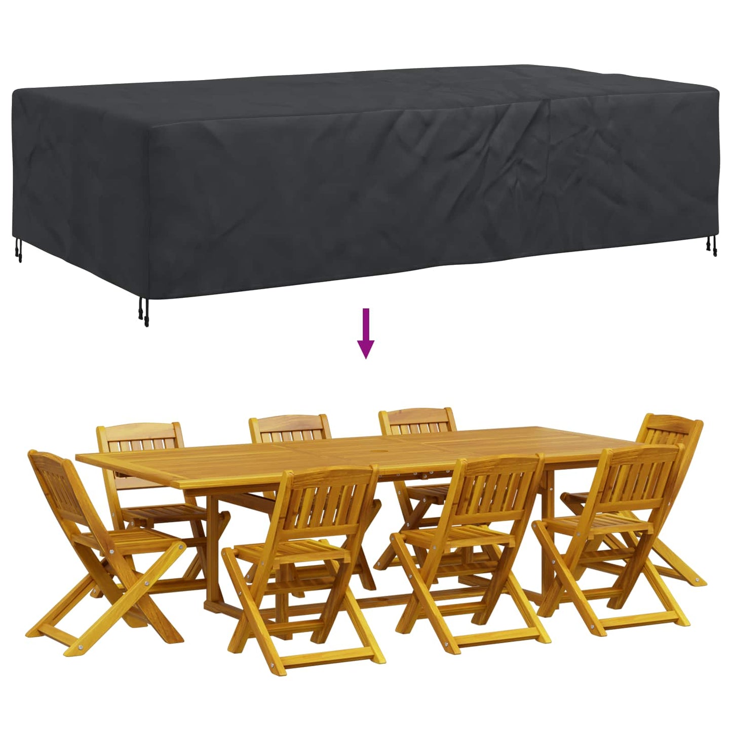 Outdoor Furniture Cover Black 315 x 180 x 74 cm 600D