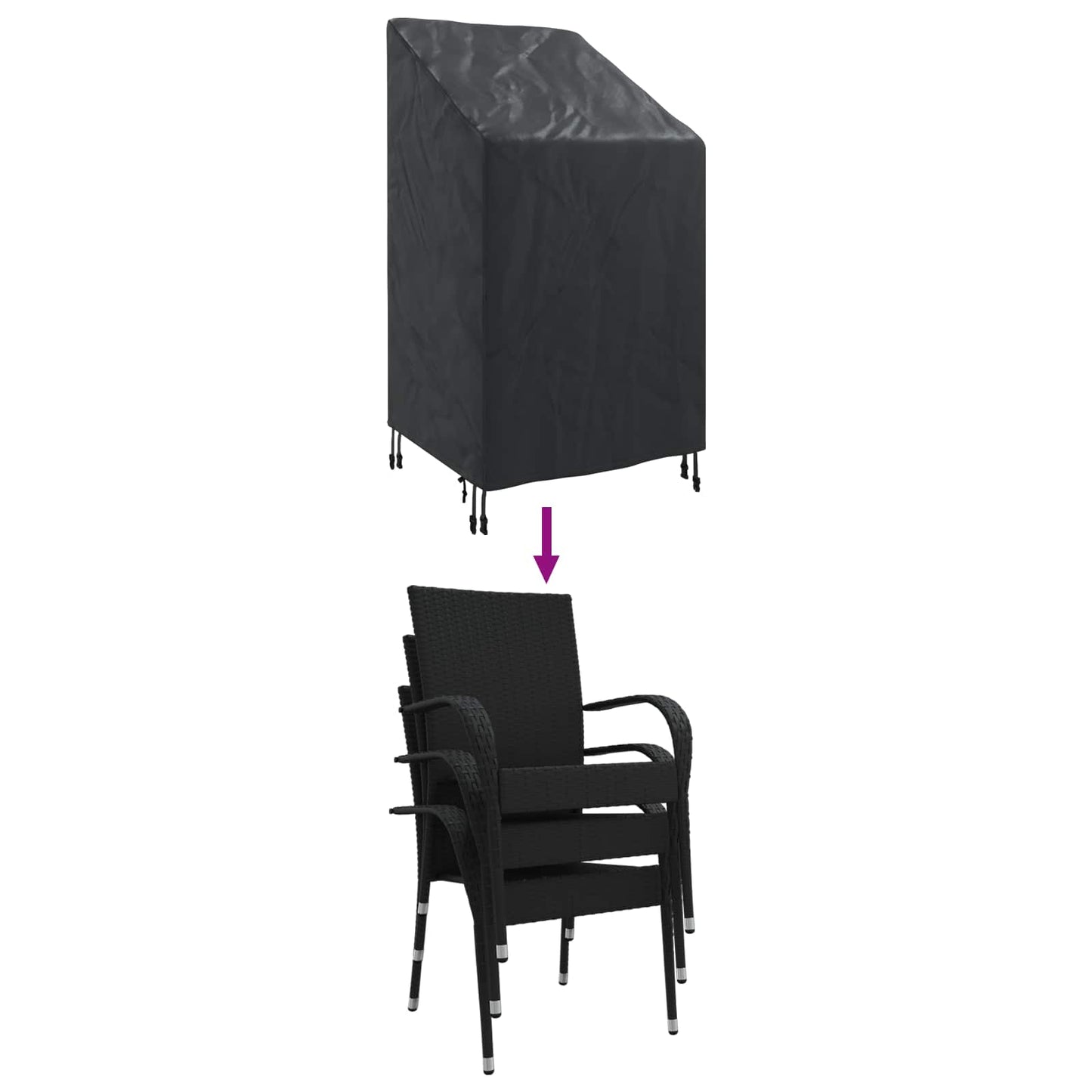 Garden Chair Cover Black 70 x 70 x 85 / 125 cm 420D fabric