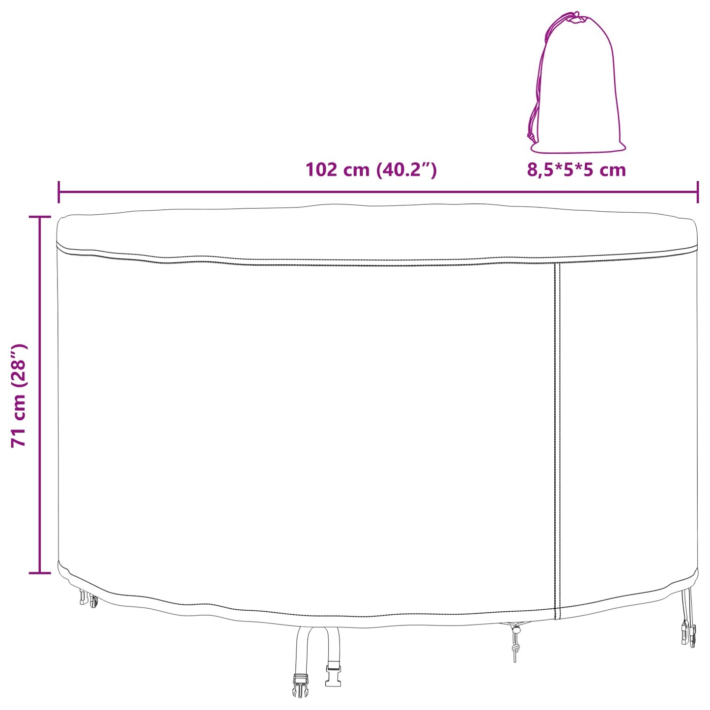 Outdoor Furniture Cover Black 102 x 102 x 71 cm 600D fabric