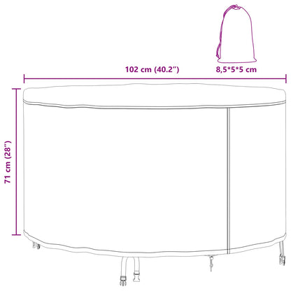 Outdoor Furniture Cover Black 102 x 102 x 71 cm 600D fabric