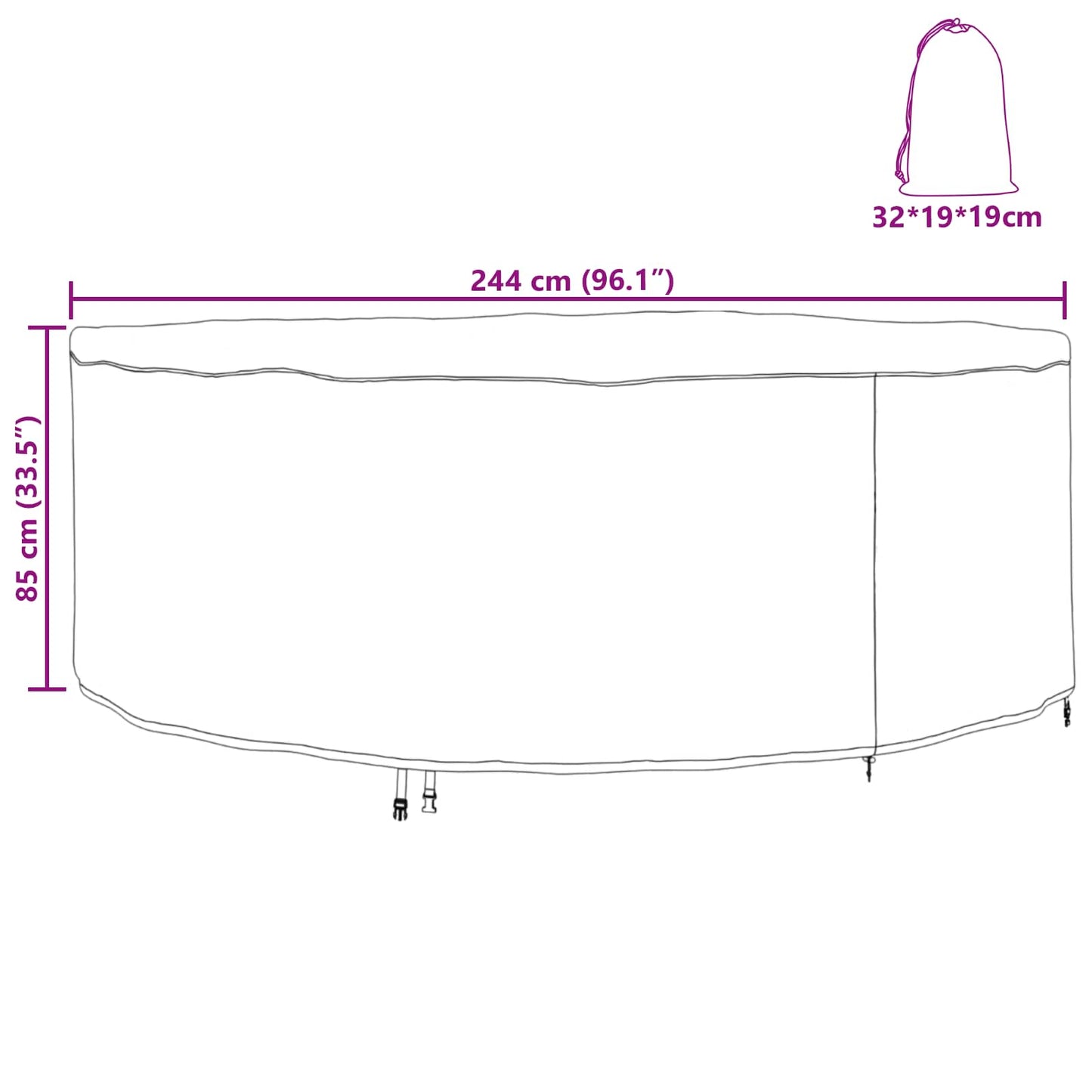 Outdoor Furniture Cover 244 x 244 x 85 cm 420D oxford fabric