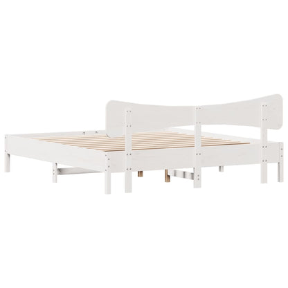 Bed Frame without Mattress White 200x200 cm Solid Wood Pine