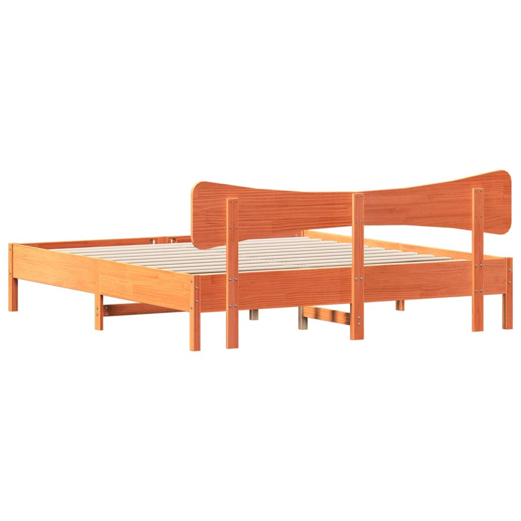 Bed Frame without Mattress Wax Brown 180x200 cm Super King Solid Wood Pine