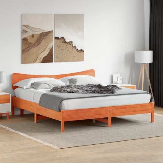 Bed Frame without Mattress Wax Brown 180x200 cm Super King Solid Wood Pine