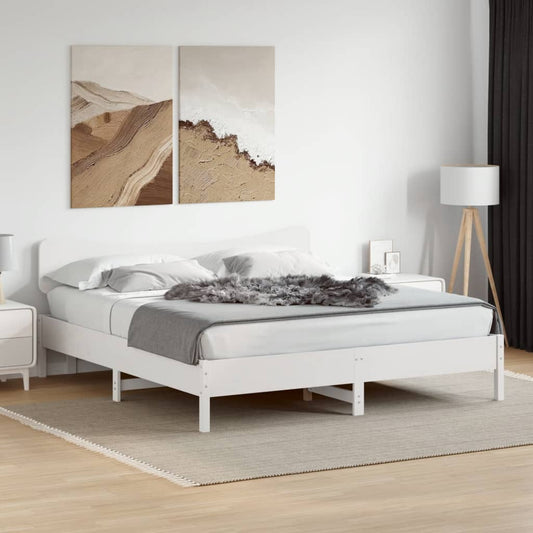 Bed Frame without Mattress White 160x200 cm Solid Wood Pine