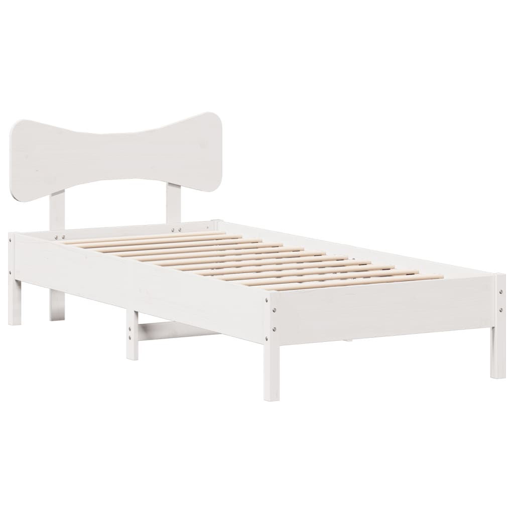 Bed Frame without Mattress White 100x200 cm Solid Wood Pine