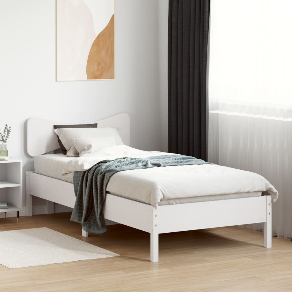 Bed Frame without Mattress White 100x200 cm Solid Wood Pine