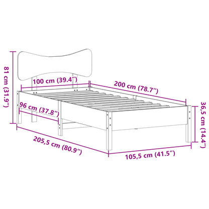 Bed Frame without Mattress White 100x200 cm Solid Wood Pine