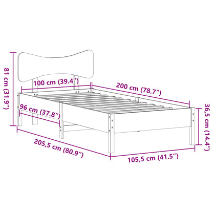 Bed Frame without Mattress Wax Brown 100x200 cm Solid Wood Pine