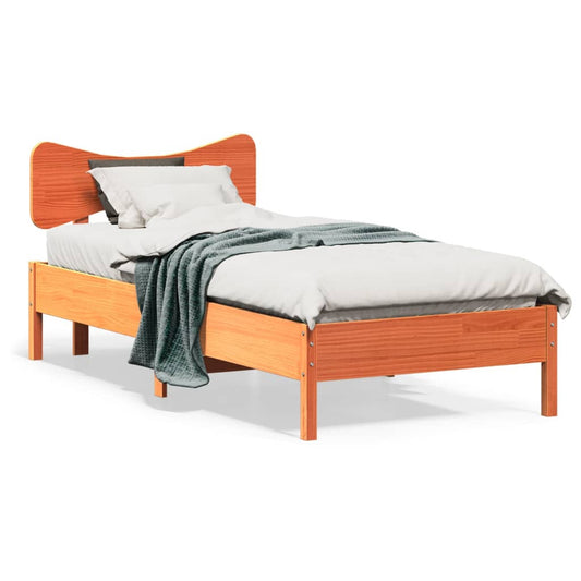 Bed Frame without Mattress Wax Brown 90x200 cm Solid Wood Pine