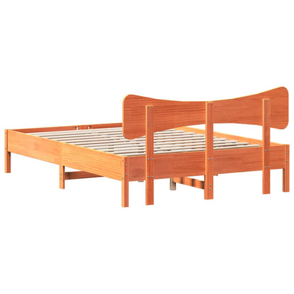 Bed Frame without Mattress Wax Brown 135x190 cm Double Solid Wood Pine