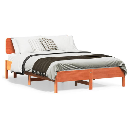 Bed Frame without Mattress Wax Brown 135x190 cm Double Solid Wood Pine