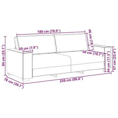 3-Seater Sofa with Cushion Dark green 220 x 78 x 84 cm Fabric