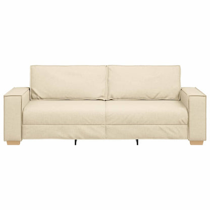 3-Seater Sofa with Cushion Cream 220 x 78 x 84 cm Fabric