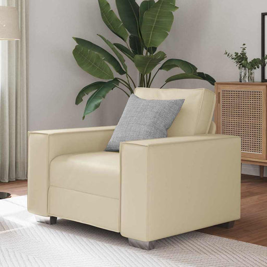 Sofa Chair 59 cm with Cushion Cream Faux leather