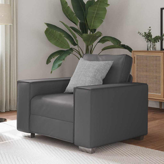 Sofa Chair with Cushion Grey 99 x 78 x 84 cm Artificial Leather