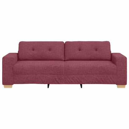 3-Seater Sofa with Cushion Wine red Fabric