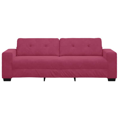 3-Seater Sofa with Cushion Wine red Velvet