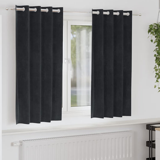 Curtains with Curtains 2 pcs Black 140 x 175 cm Velvet
