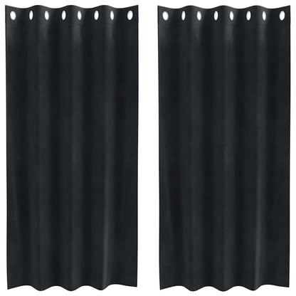 Curtains with Curtains 2 pcs Black 140 x 175 cm Velvet