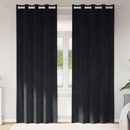 Curtains with Curtains 2 pcs Black 140 x 245 cm Velvet