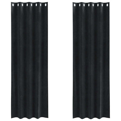 Curtains with Curtains 2 pcs Black 140 x 245 cm Velvet