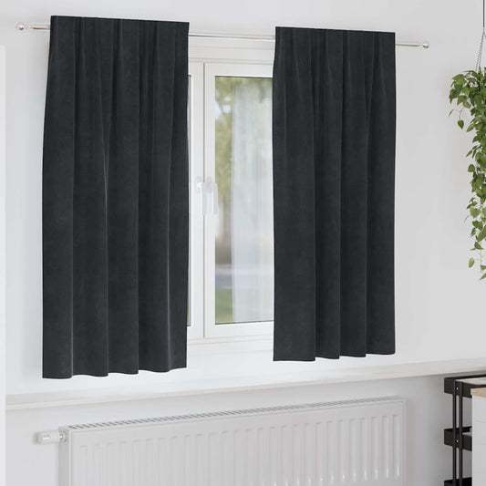 Curtains with Curtains 2 pcs Black 140 x 175 cm Velvet