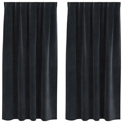 Curtains with Curtains 2 pcs Black 140 x 175 cm Velvet