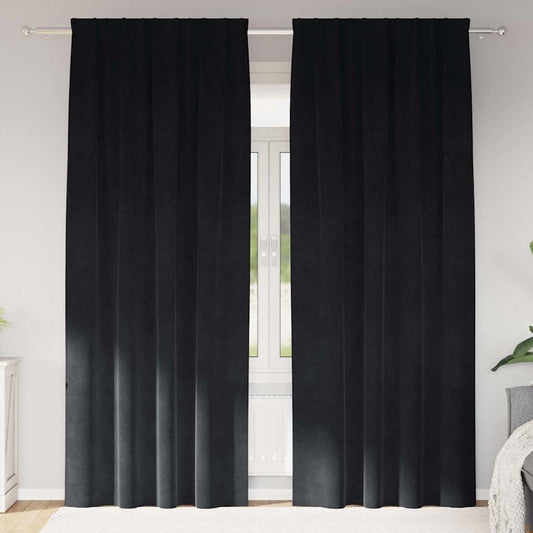 Curtains with Curtains 2 pcs Black 140 x 245 cm Velvet