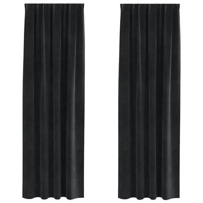 Curtains with Curtains 2 pcs Black 140 x 245 cm Velvet