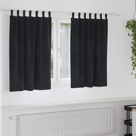 Curtains with Curtains 2 pcs Black 140 x 140 cm Velvet