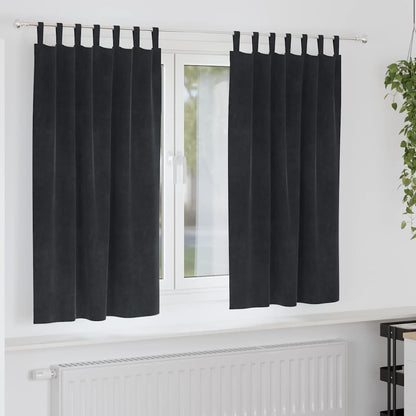 Curtains with Curtains 2 pcs Black 140 x 175 cm Velvet