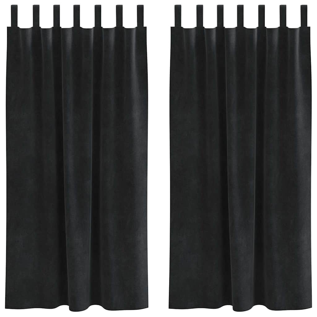 Curtains with Curtains 2 pcs Black 140 x 175 cm Velvet