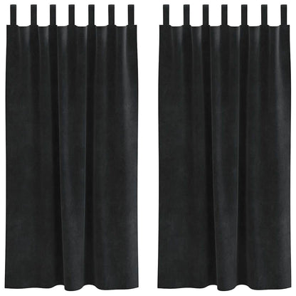 Curtains with Curtains 2 pcs Black 140 x 175 cm Velvet