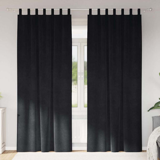 Curtains with Curtains 2 pcs Black 140 x 245 cm Velvet