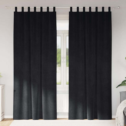 Curtains with Curtains 2 pcs Black 140 x 260 cm Velvet