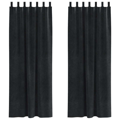 Curtains with Curtains 2 pcs Black 140 x 260 cm Velvet
