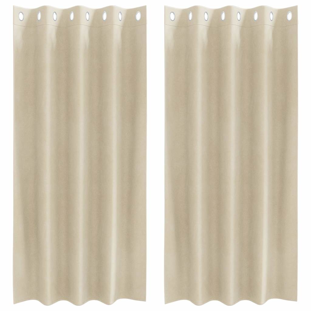 Curtains with Curtains 2 pcs Cream 140 x 175 cm Velvet