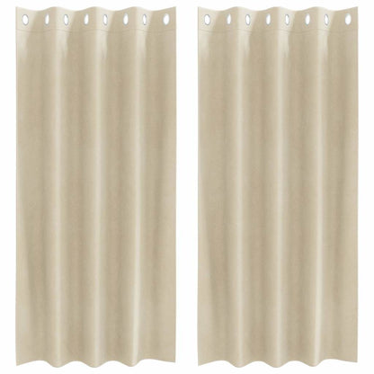 Curtains with Curtains 2 pcs Cream 140 x 175 cm Velvet