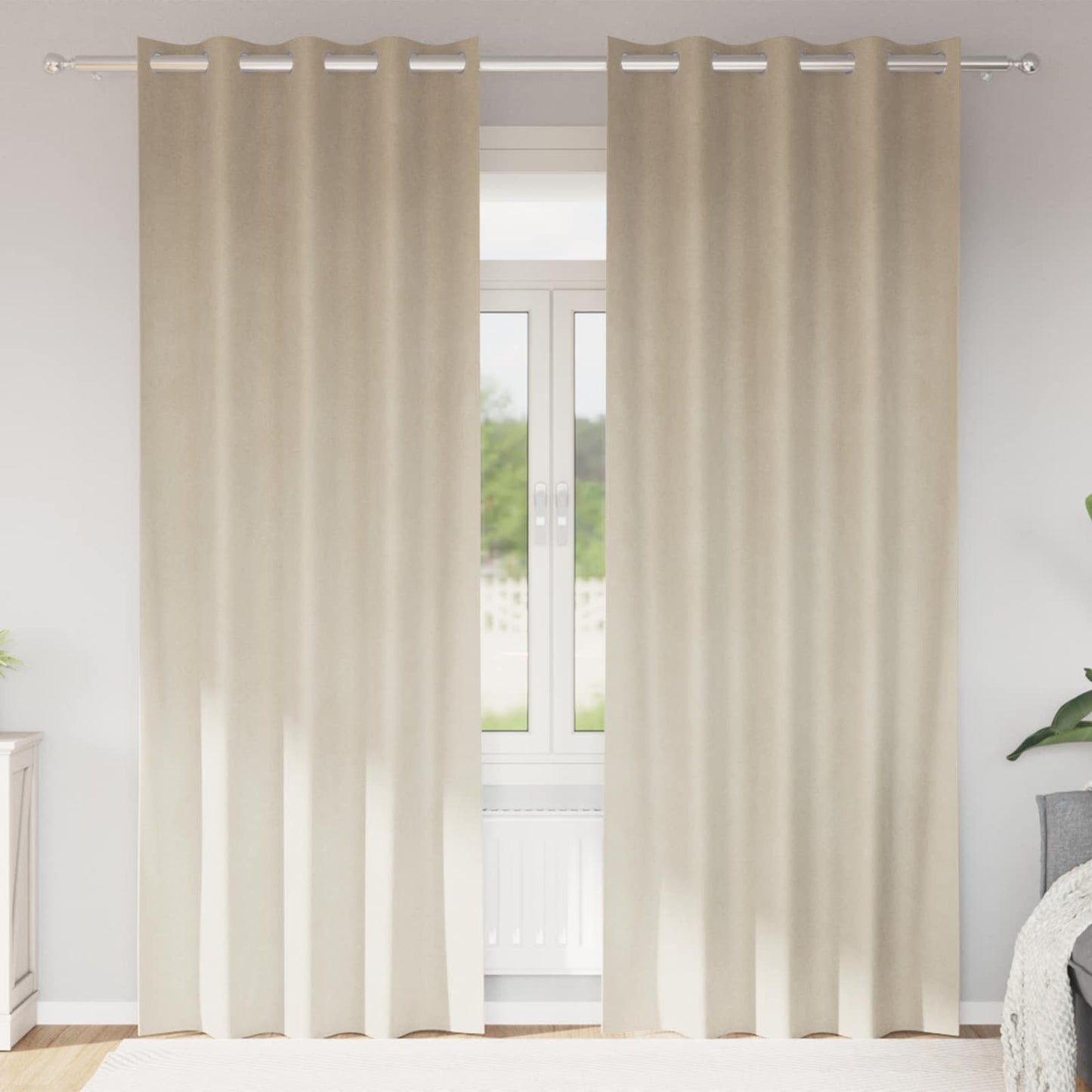 Blackout Curtains 2 pcs Cream 140 x 245 cm Velvet