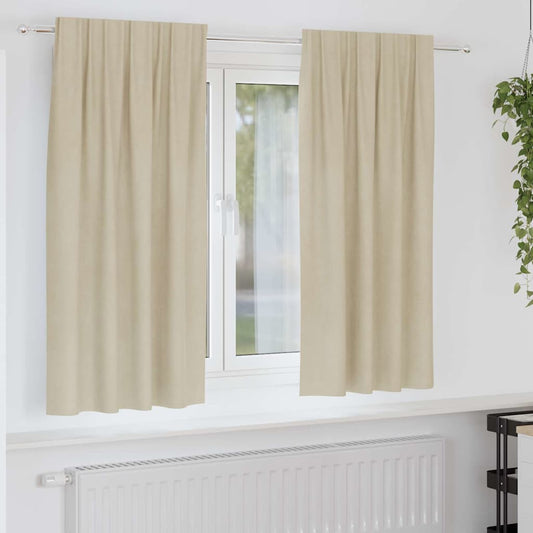 Curtains with Curtains 2 pcs Cream 140 x 175 cm Velvet