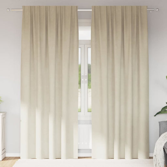 Curtains with Curtains 2 pcs Cream 140 x 245 cm Velvet