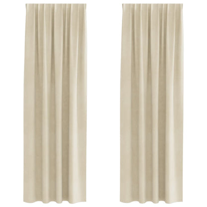 Curtains with Curtains 2 pcs Cream 140 x 245 cm Velvet