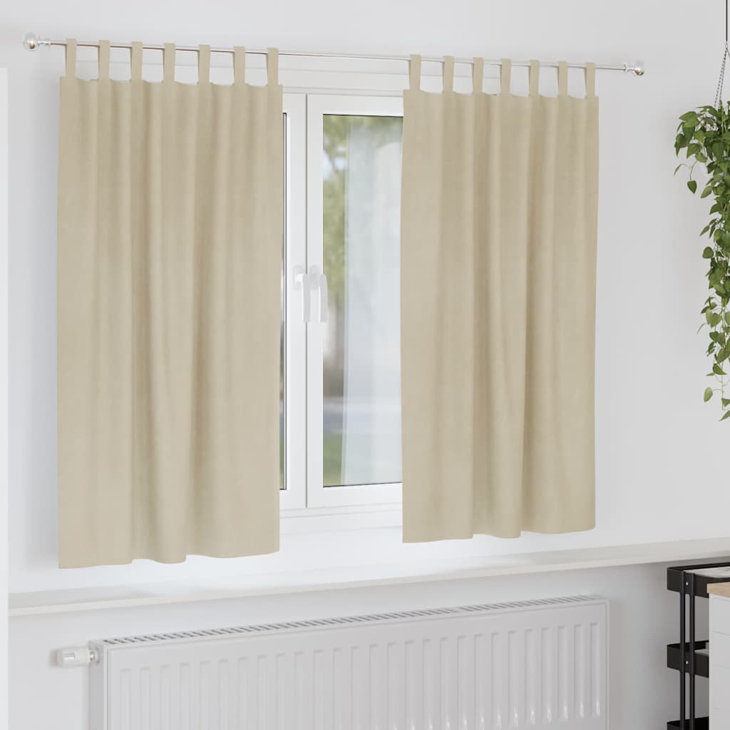 Curtains with Curtains 2 pcs Cream 140 x 175 cm Velvet