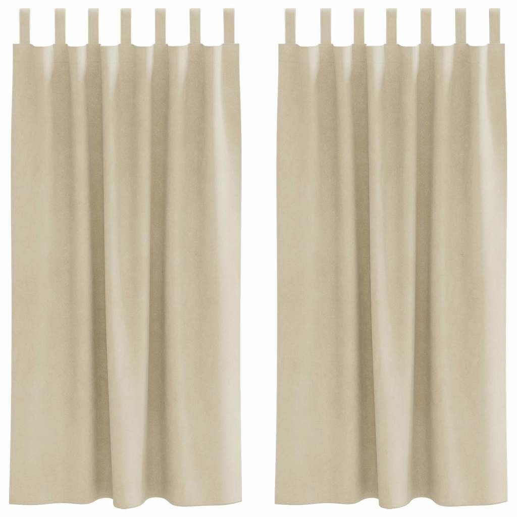 Curtains with Curtains 2 pcs Cream 140 x 175 cm Velvet