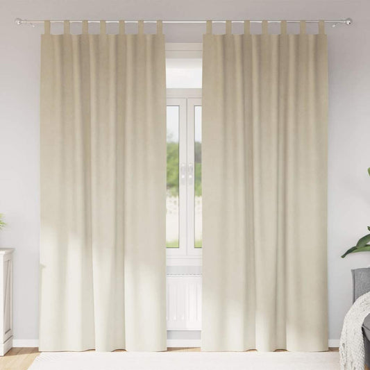 Curtains with Curtains 2 pcs Cream 140 x 225 cm Velvet