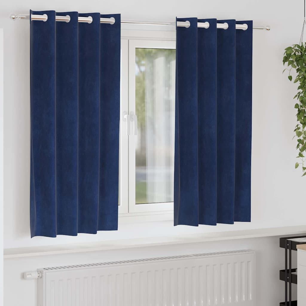 Curtains with Curtains 2 pcs Dark blue 140 x 175 cm Velvet
