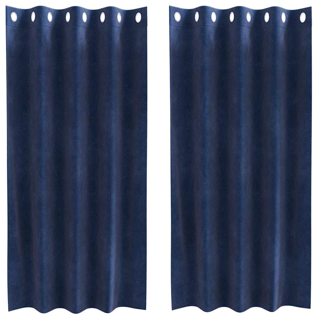 Curtains with Curtains 2 pcs Dark blue 140 x 175 cm Velvet