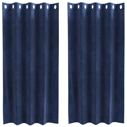 Curtains with Curtains 2 pcs Dark blue 140 x 175 cm Velvet