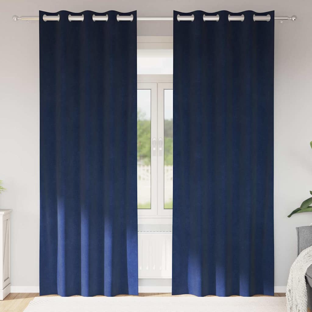 Curtains with Curtains 2 pcs Dark blue 140 x 225 cm Velvet